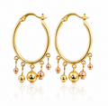 Earrings - Golden Charm Hoops